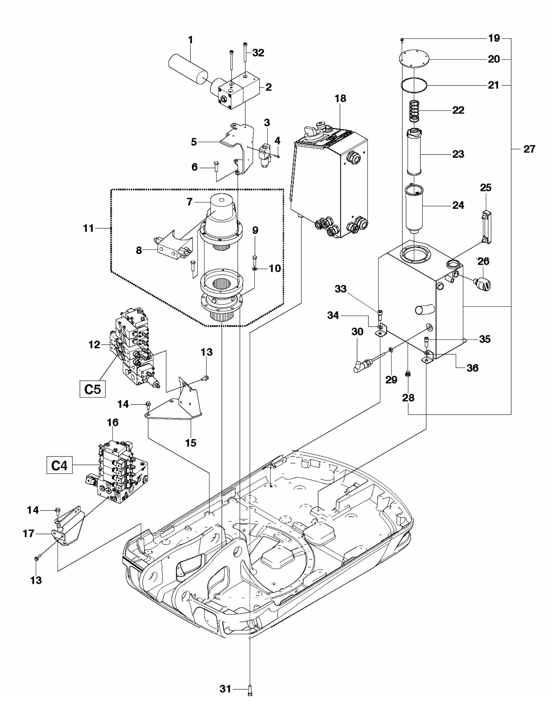 DXR 300 Hydraulic Frame Assembly Parts