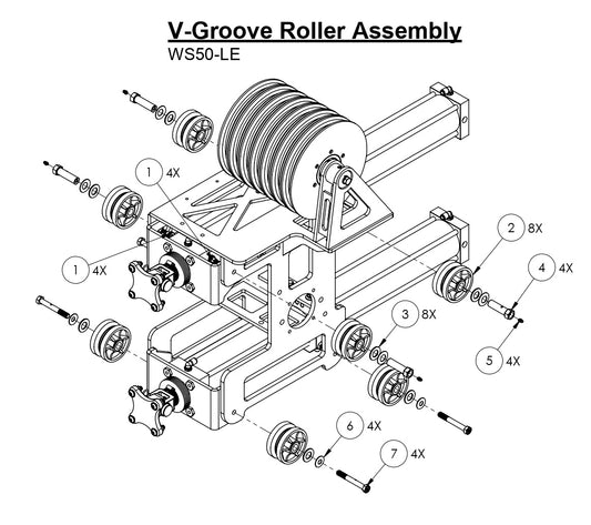WS50-LE V-Groove Roller Assembly Parts