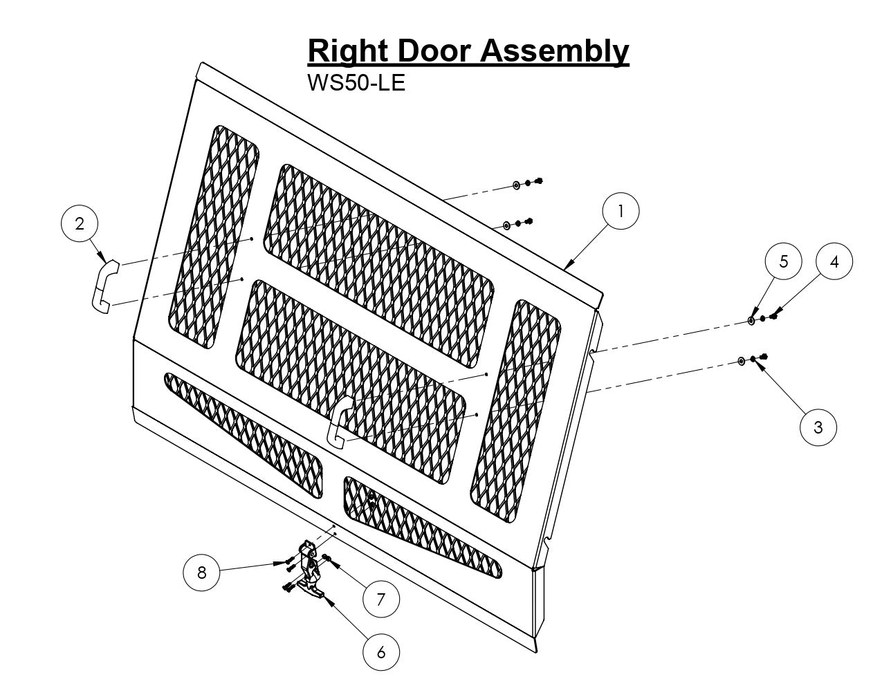 WS50-LE Right Door Assembly Parts