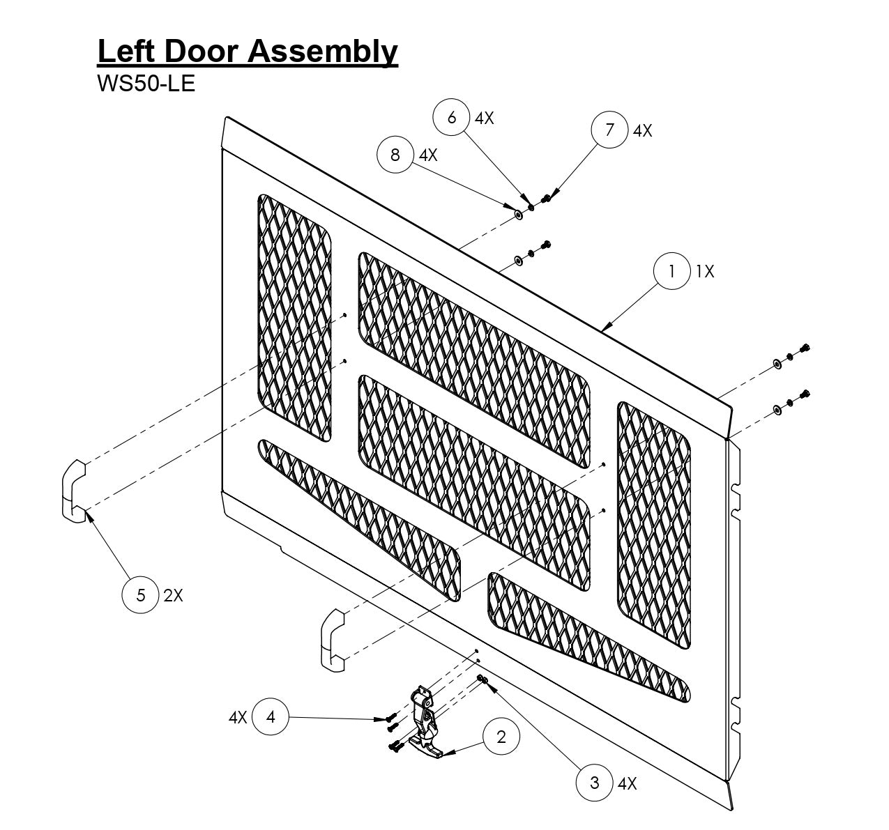 WS50-LE Left Door Assembly Parts