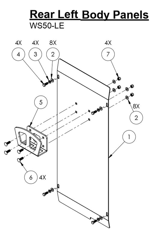 WS50-LE Rear Left Side Body Panel Parts