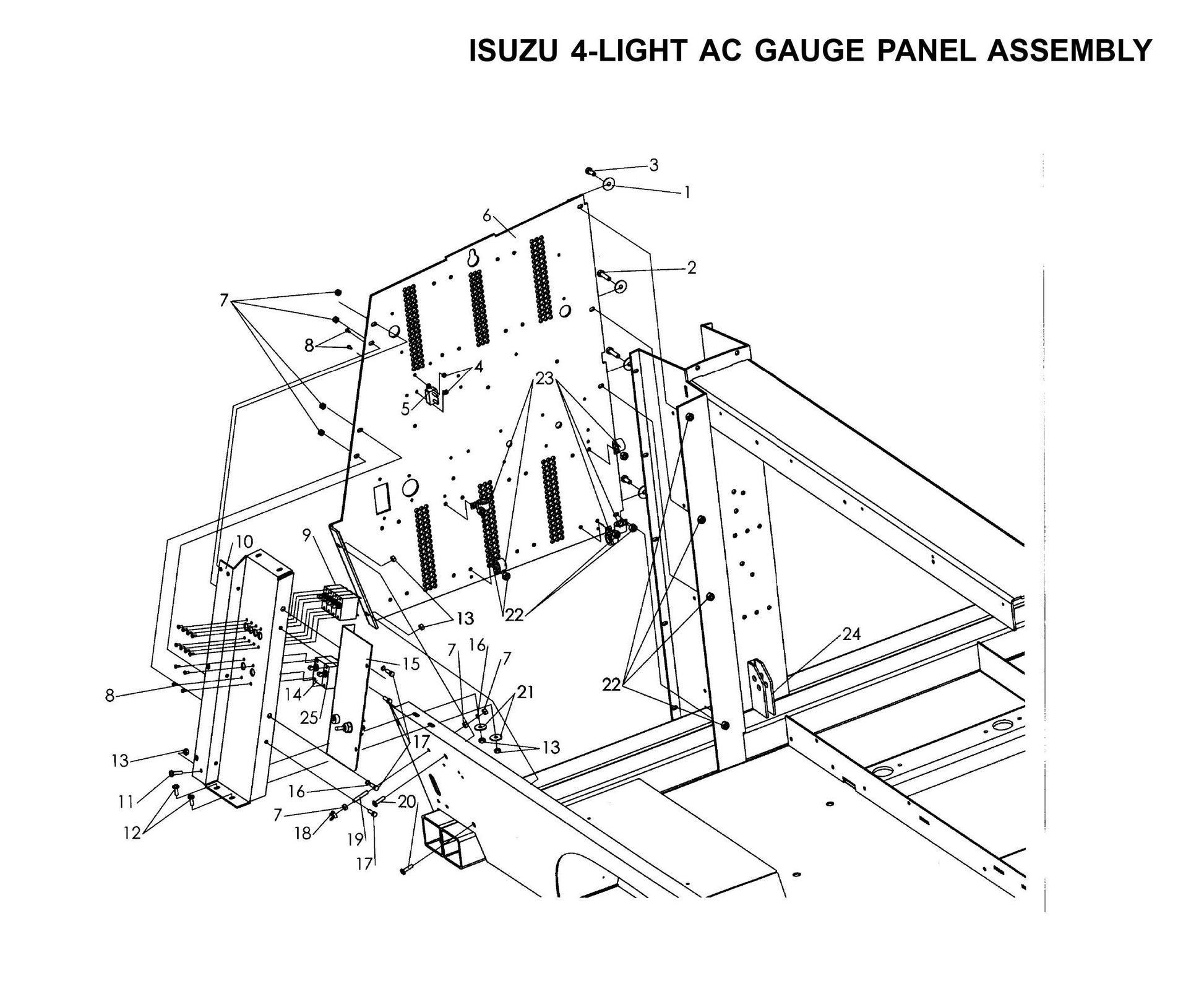 Maxi-Lite 15330 and 20330-Isuzu 4-Light AC Gauge Panel Assembly Parts By Allmand