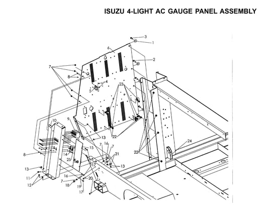 Maxi-Lite 15330 and 20330-Isuzu 4-Light AC Gauge Panel Assembly Parts By Allmand