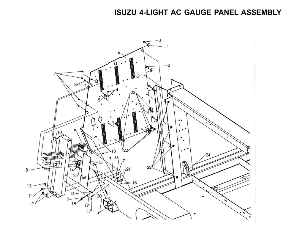 Maxi-Lite 15330 and 20330-Isuzu 4-Light AC Gauge Panel Assembly Parts By Allmand