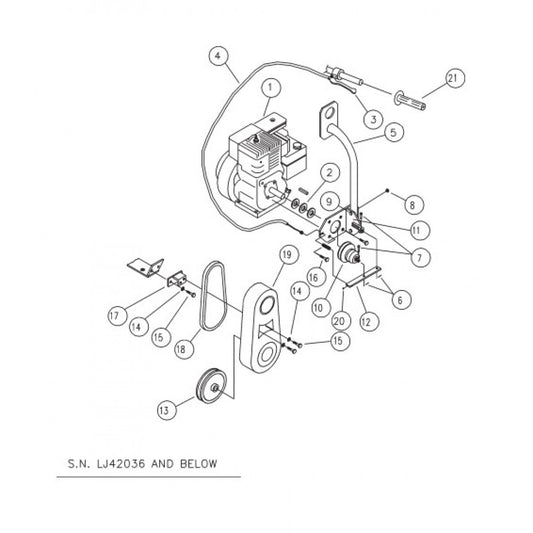 Hand Clutch Assembly Parts for J-Series Trowels with S/N LJ42036 and Below by Multiquip Whiteman