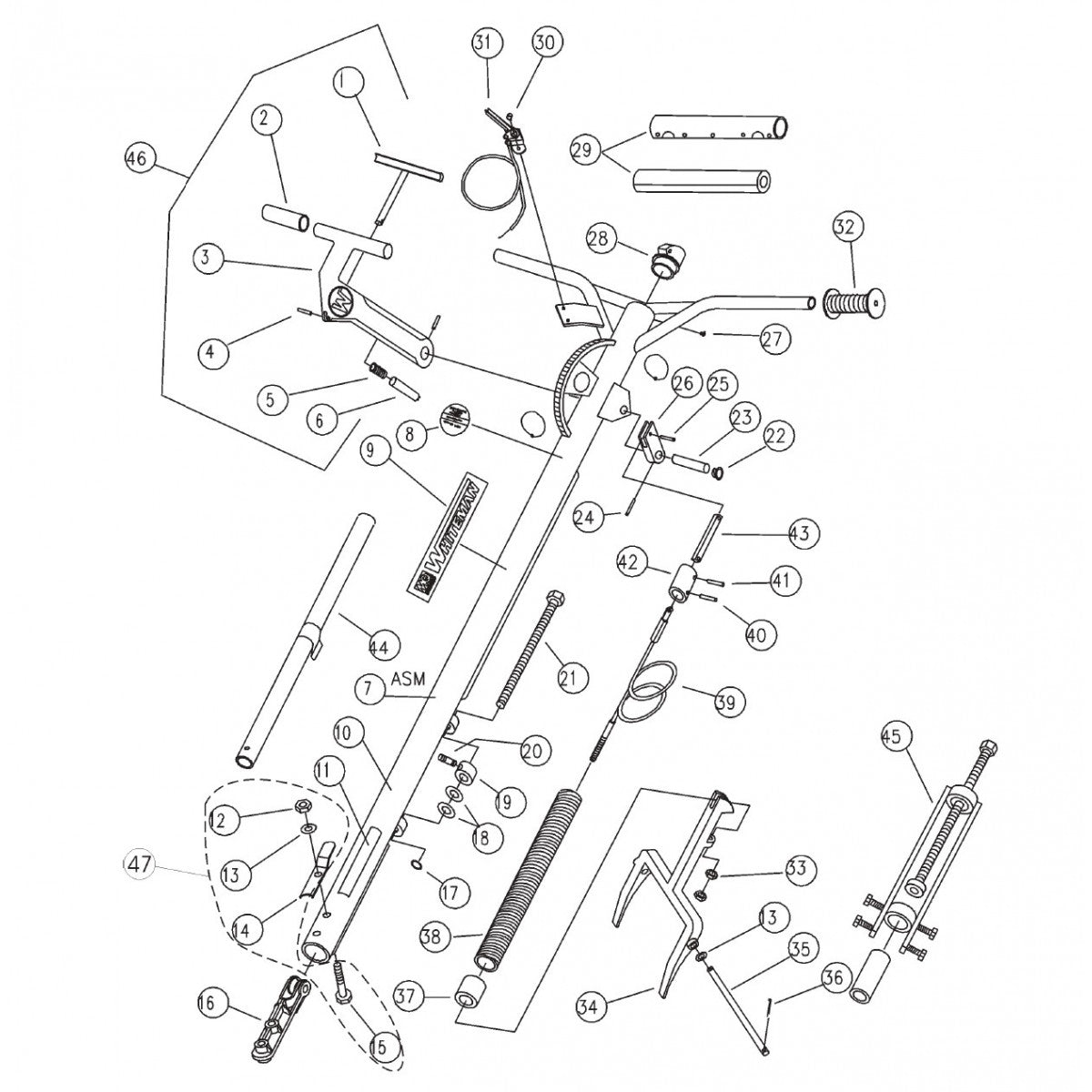 J-Series  Quick Pitch™ Handle Assembly. Parts by Multiquip Whiteman