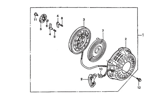 J-series  Recoil  Starter  Assembly. Parts by Multiquip Whiteman
