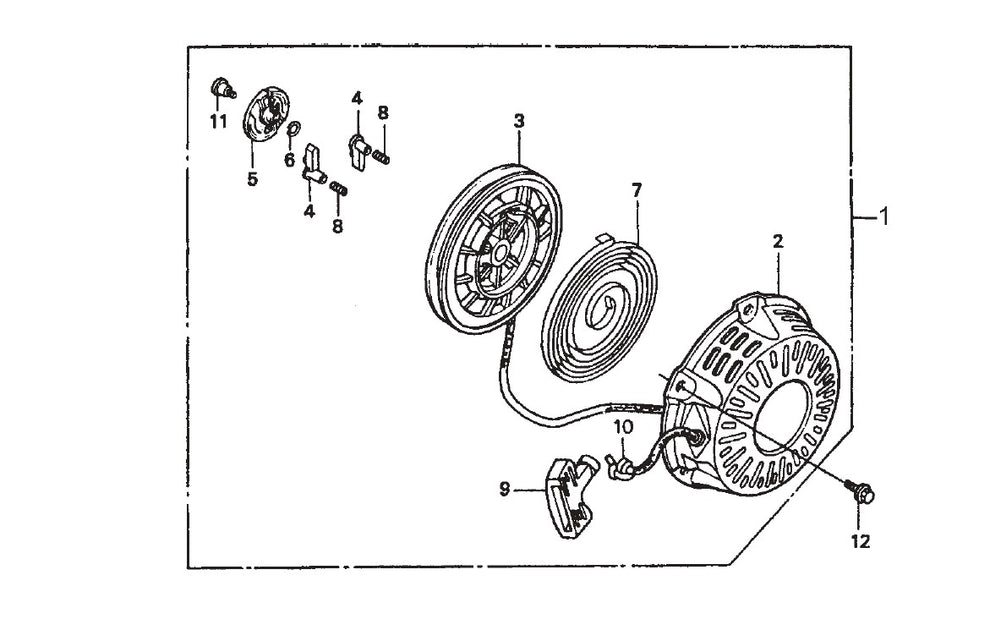 J-series  Recoil  Starter  Assembly. Parts by Multiquip Whiteman