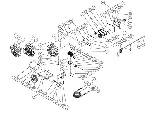 JCW-2504-0MHB/0MVB (sn:10070001-10202373), CW-2504-0MRB (sn:0-10202373) Frame Assembly Parts by Mi-T-M