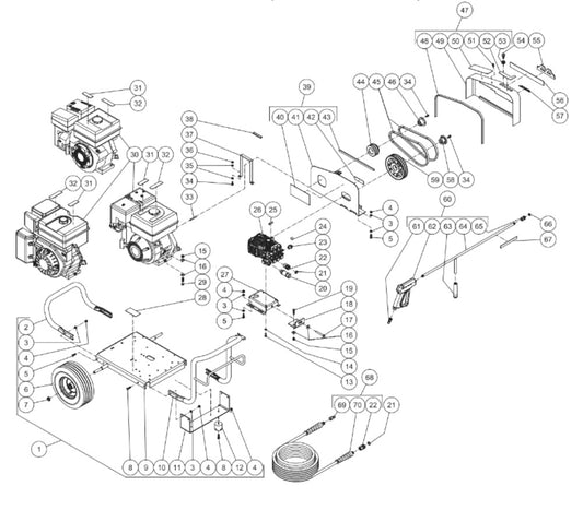 JCW-3003-0MHB/0MRB/VB (sn:10202374-10734403) Frame Assembly Parts by Mi-T-M