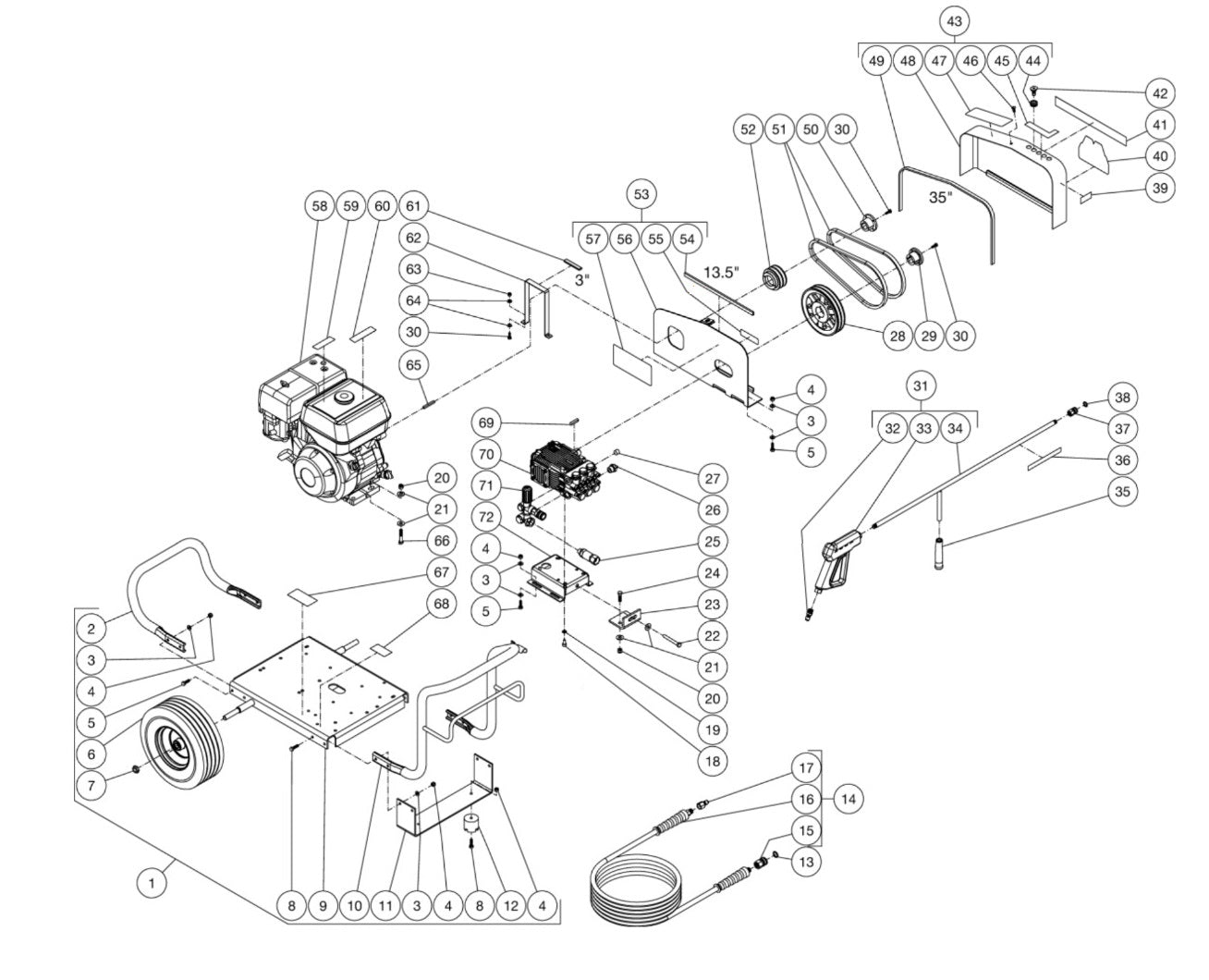 JCW-3003-2MHB (sn:0-99999999) Frame Assembly Parts by Mi-T-M