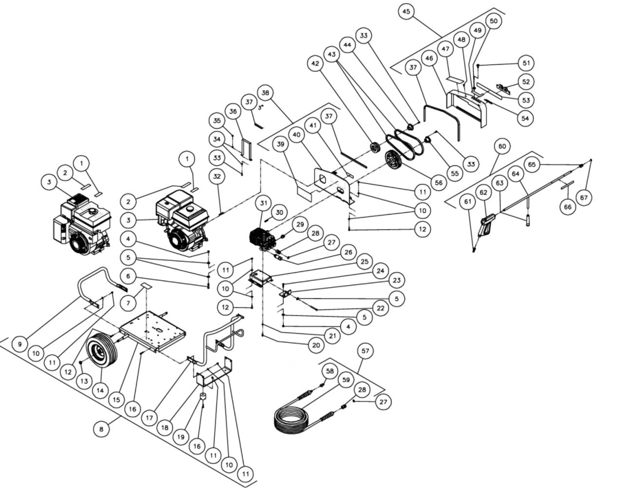 JCW-3004-0MHB/0MVB (sn:10070001-10202373) Frame Assembly Parts by Mi-T-M
