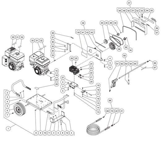 JCW-3504-0MHB/0MVB (sn:10070001-10176225) Frame Assembly Parts by Mi-T-M