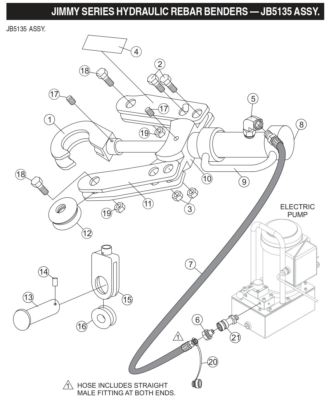 Jimmy Series Hydraulic Rebar Benders Assembly Parts-JB5135
