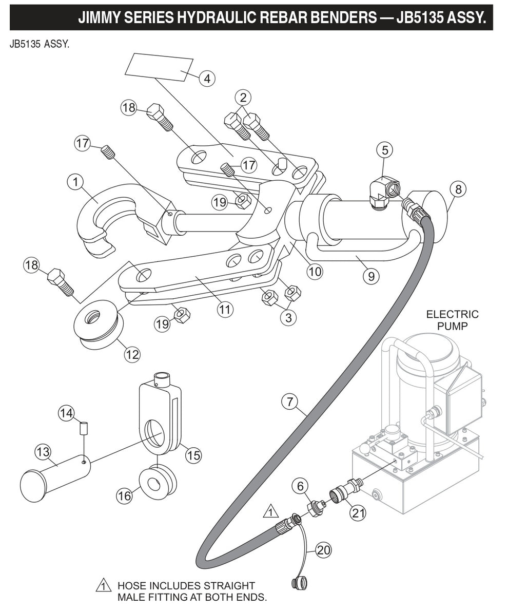 Jimmy Series Hydraulic Rebar Benders Assembly Parts-JB5135