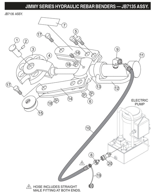 Jimmy Series Hydraulic Rebar Benders Assembly Parts- JB7135