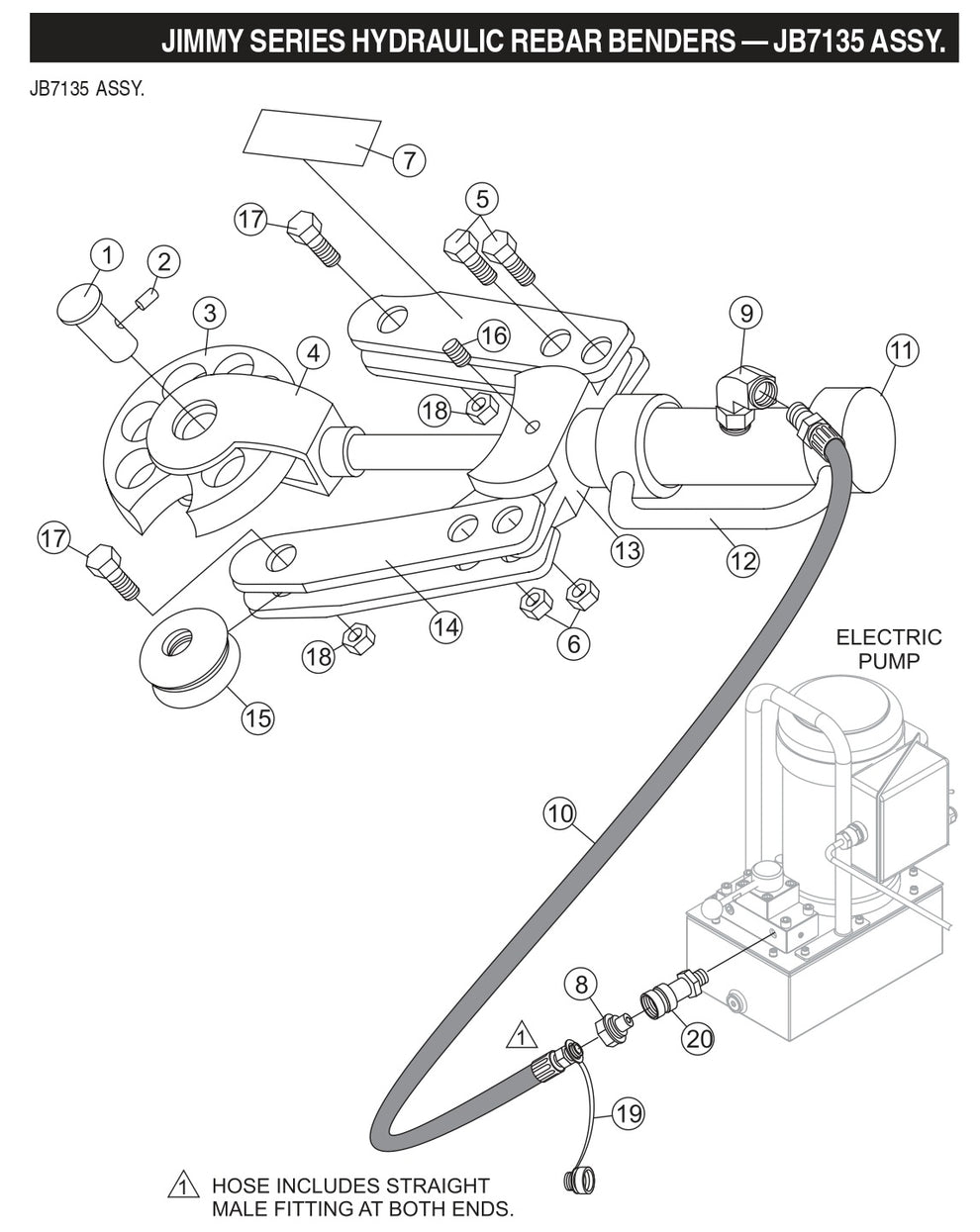 Jimmy Series Hydraulic Rebar Benders Assembly Parts- JB7135