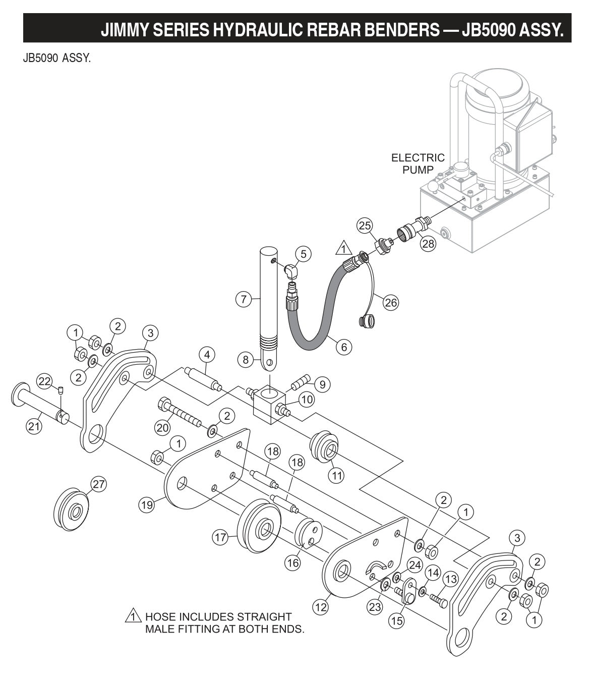 Jimmy Series Hydraulic Rebar Benders Assembly Parts-JB5090