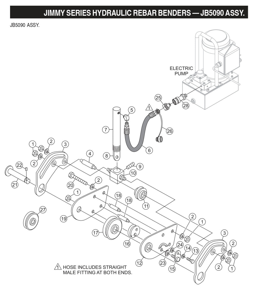 Jimmy Series Hydraulic Rebar Benders Assembly Parts-JB5090
