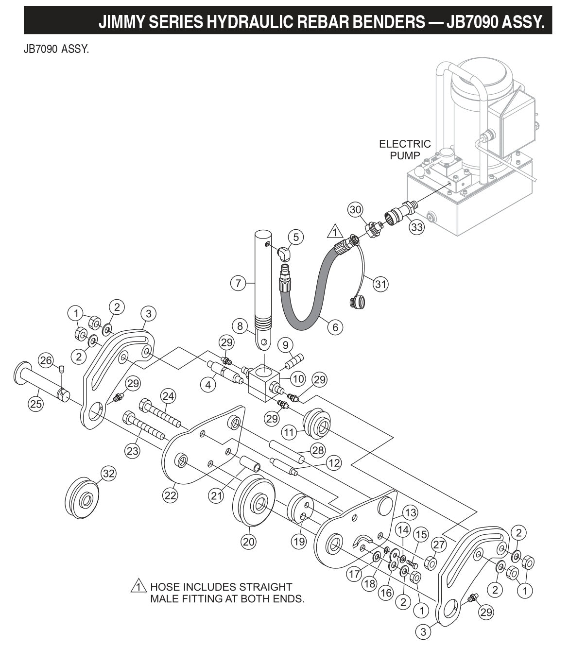 Jimmy Series Hydraulic Rebar Benders Assembly Parts- JB7090