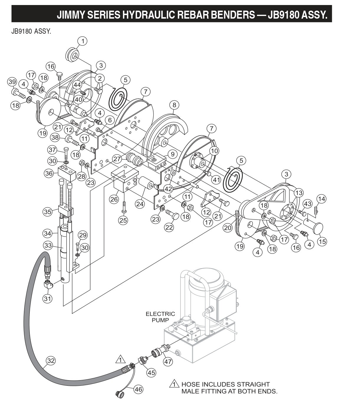 Jimmy Series Hydraulic Rebar Benders Assembly Parts-JB9180