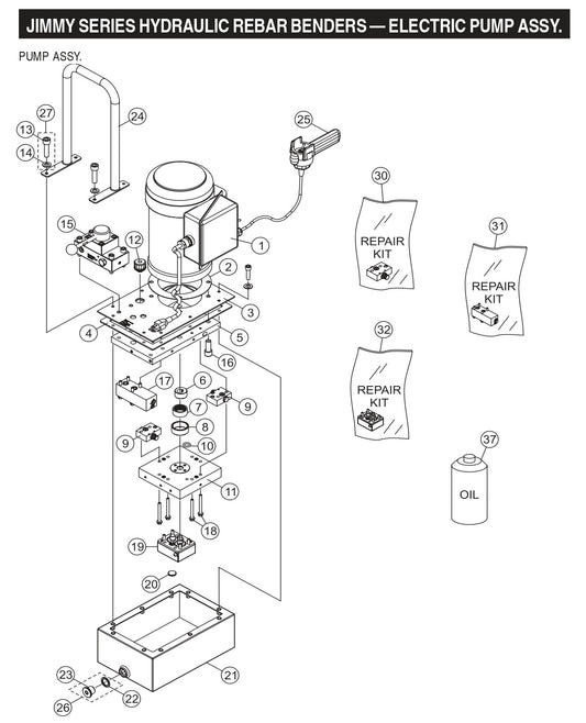 Jimmy Series Hydraulic Rebar Benders Electric Pump Assembly Parts