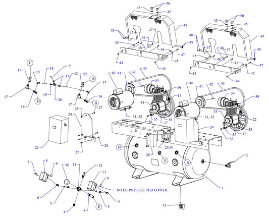 2F1C-30C-SSC Single &amp; Three Phase Air Compressor Parts by Jenny