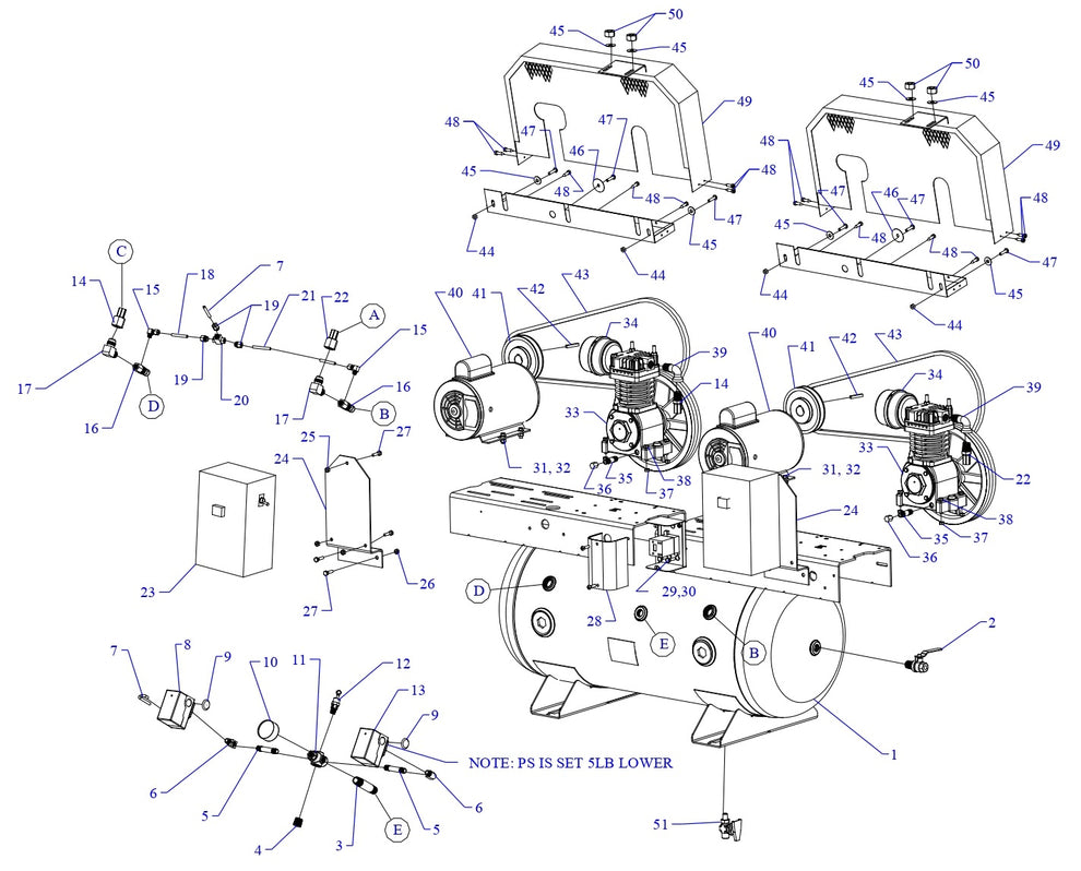2F1C-30C-SSC Single &amp; Three Phase Air Compressor Parts by Jenny