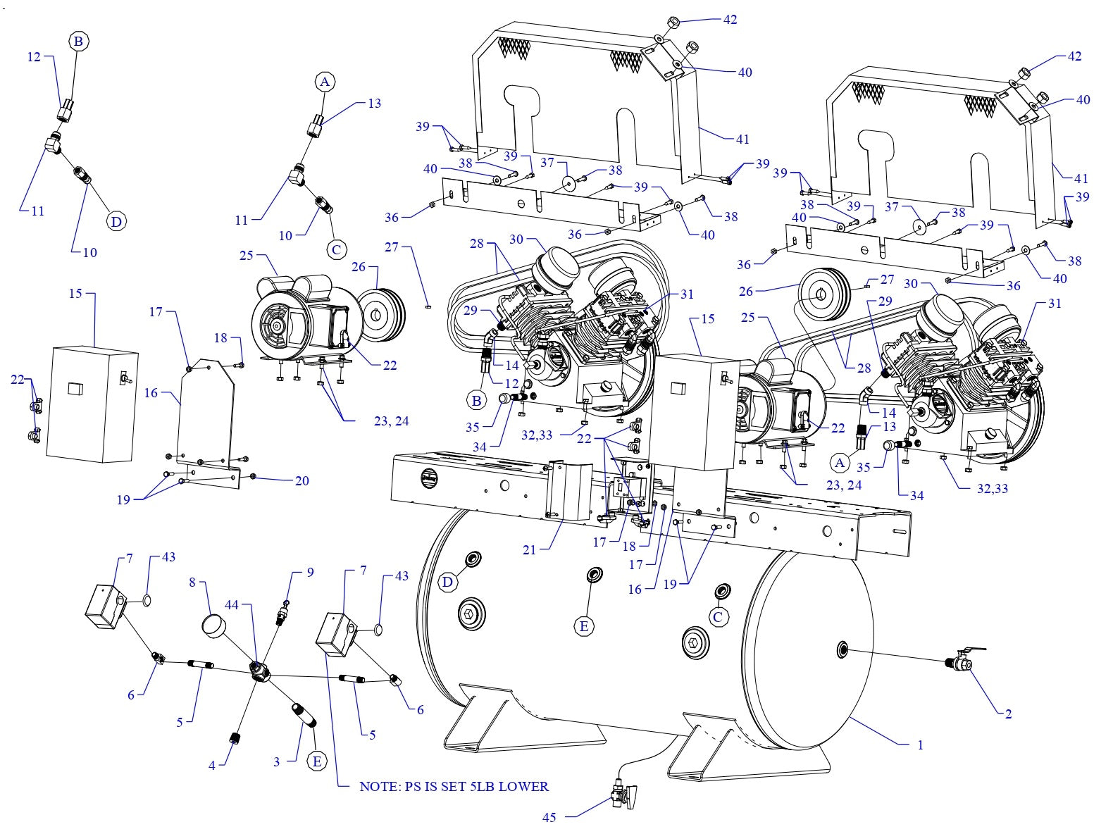 2GT2C-60C-SSC Single &amp; Three Phase Air Compressor Parts by Jenny