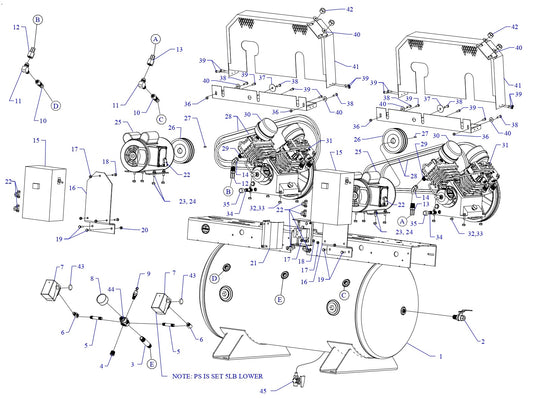 2GT2C-60C-SSC Single &amp; Three Phase Air Compressor Parts by Jenny