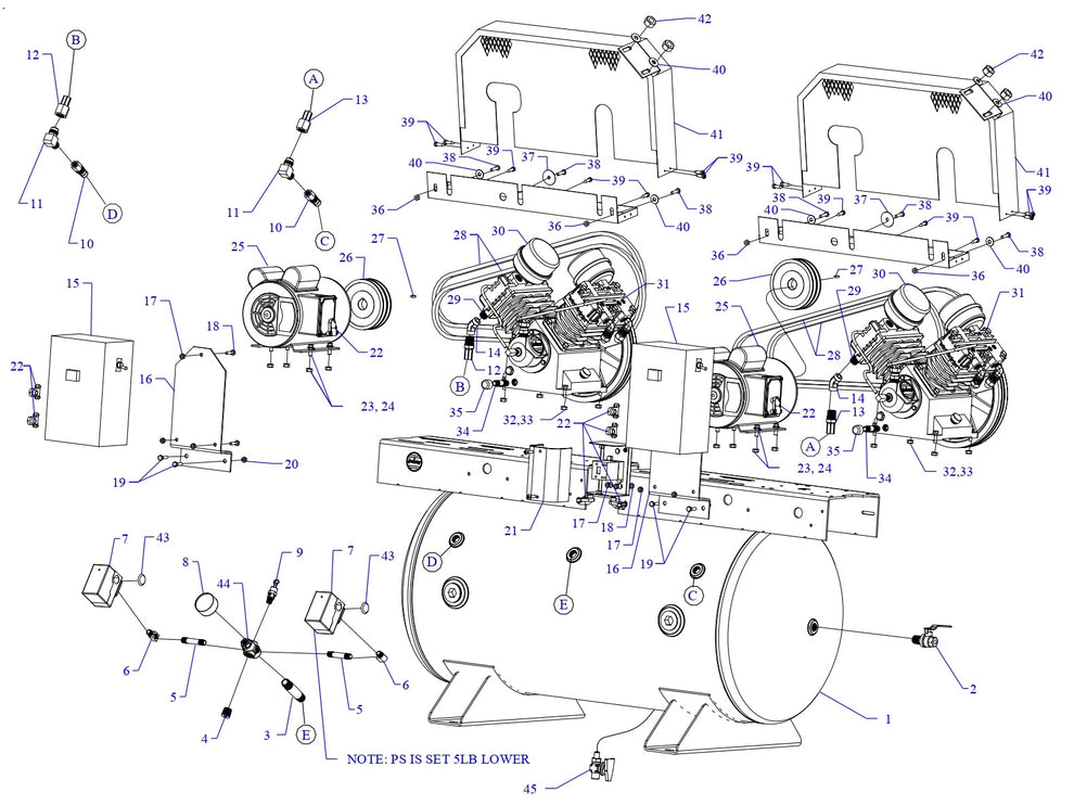 2GT2C-60C-SSC Single &amp; Three Phase Air Compressor Parts by Jenny