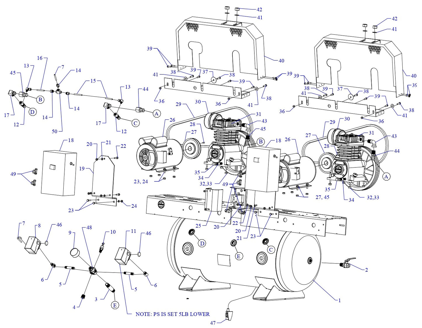 2K1C-60C-SSC Single &amp; Three Phase Air Compressor Assembly Parts By Jenny