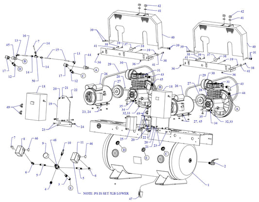 2KC34C-60C-SSC Single &amp; Three Phase Air Compressor Assembly Parts By Jenny