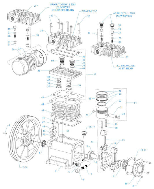 2K2C-80C-SSC Two Cylinder Single Stage Assembly Parts