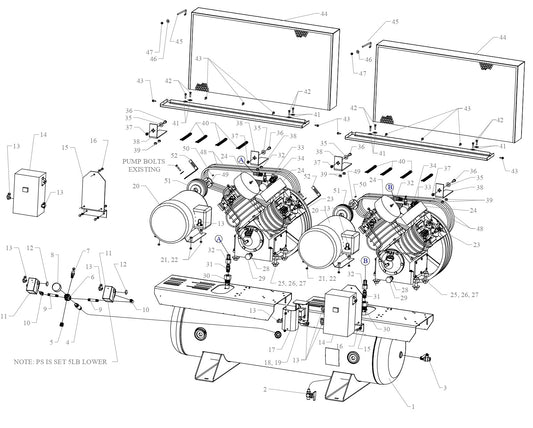 2U10C-120C-SSC Single &amp; Three Phase Air Compressor Assembly Parts By Jenny
