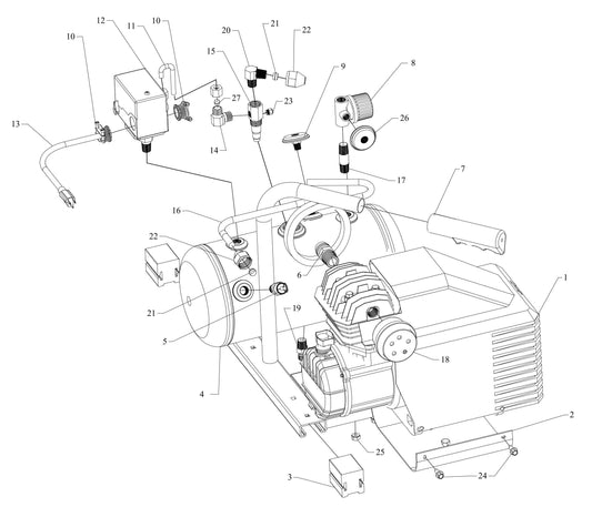 AM780-HC2 Hand Carry Air Compressor Assembly Parts By Jenny