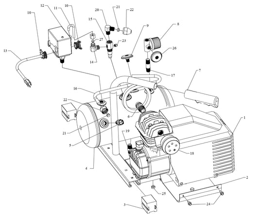AM780-HC2 Hand Carry Air Compressor Assembly Parts By Jenny