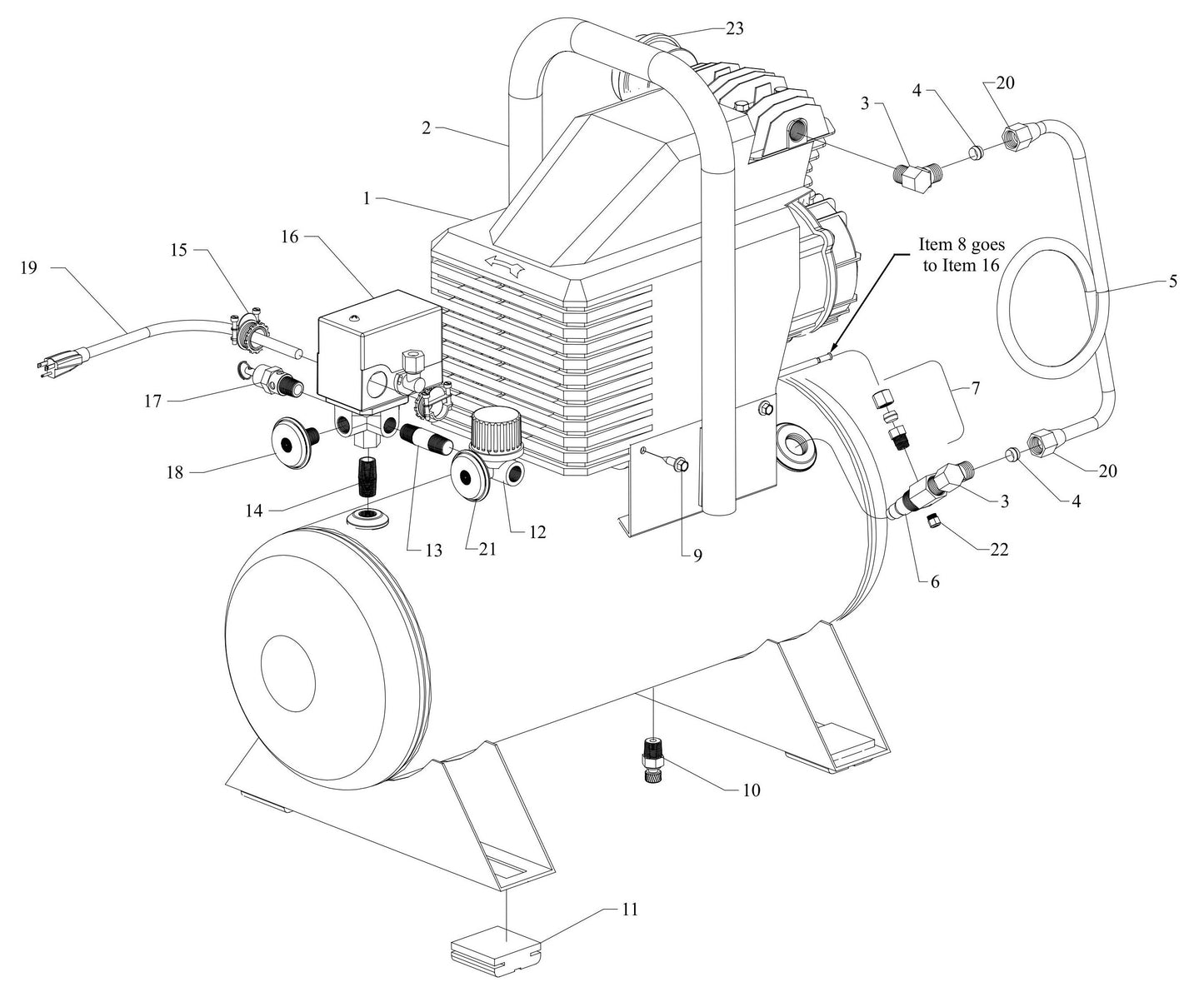 AM780-HC4H Hand Carry Air Compressor Assembly Parts By Jenny