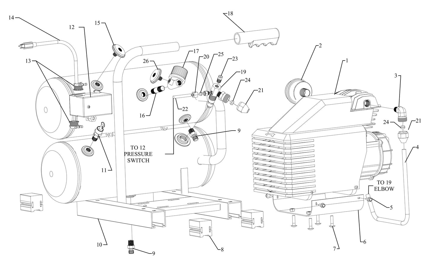 AM780-HC4V Hand Carry Air Compressor Assembly Parts By Jenny
