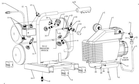 AM780-HC4V Hand Carry Air Compressor Assembly Parts By Jenny