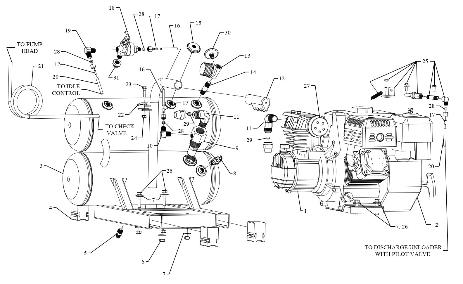 AM840-4HG-HC4V Hand Carry Air Compressor Assembly Parts By Jenny