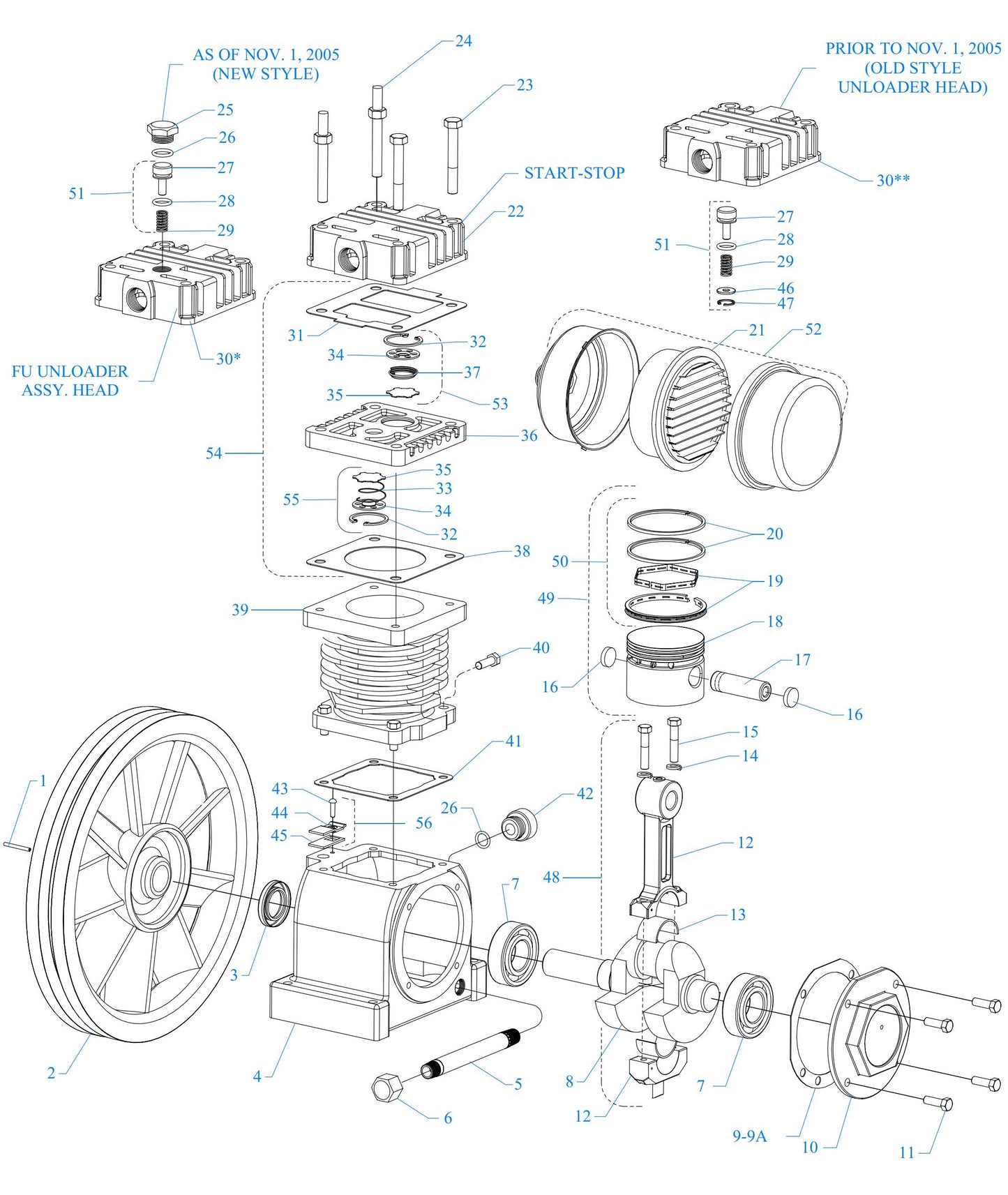F12A-B One Cylinder Single Stage, Pump Assembly Parts