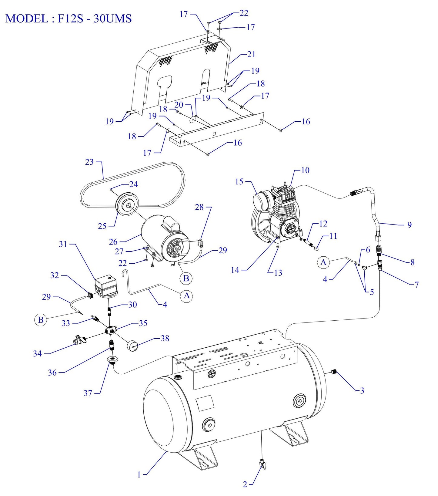 F12S-30UMS Single Phase Fire Sprinkler Assembly Parts By Jenny
