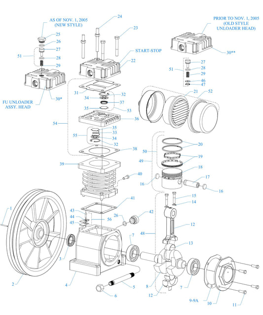 F12S-BS One Cylinder Single Stage, Pump Assembly Parts