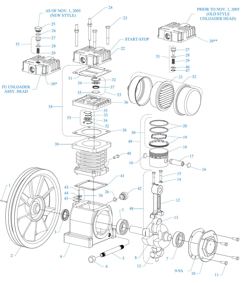 F13S-BS-ACGF One Cylinder Single Phase, Pump Assembly Parts
