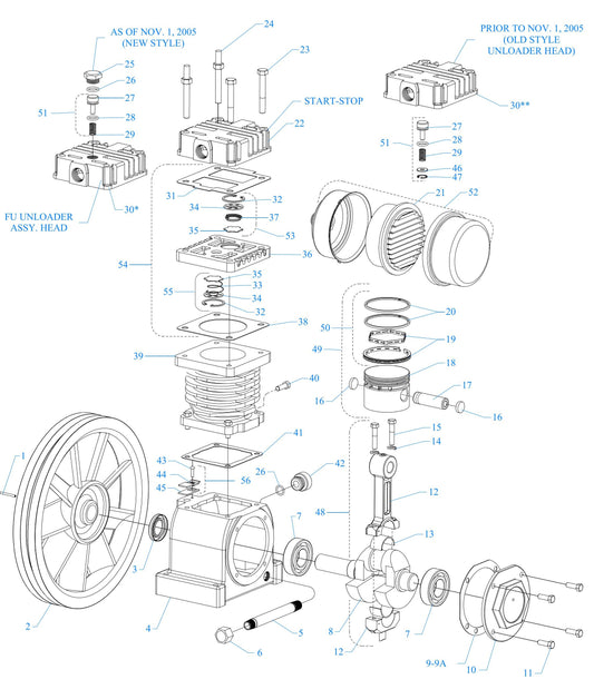 F13S-BS One Cylinder Single Stage, Pump Assembly Parts