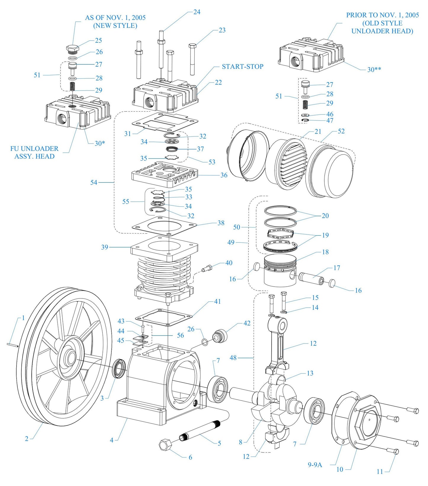 F1S-30UMS One Cylinder Single Stage Assembly Parts