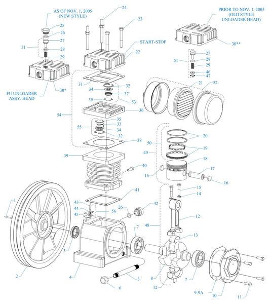 F1S-30UMS One Cylinder Single Stage Assembly Parts