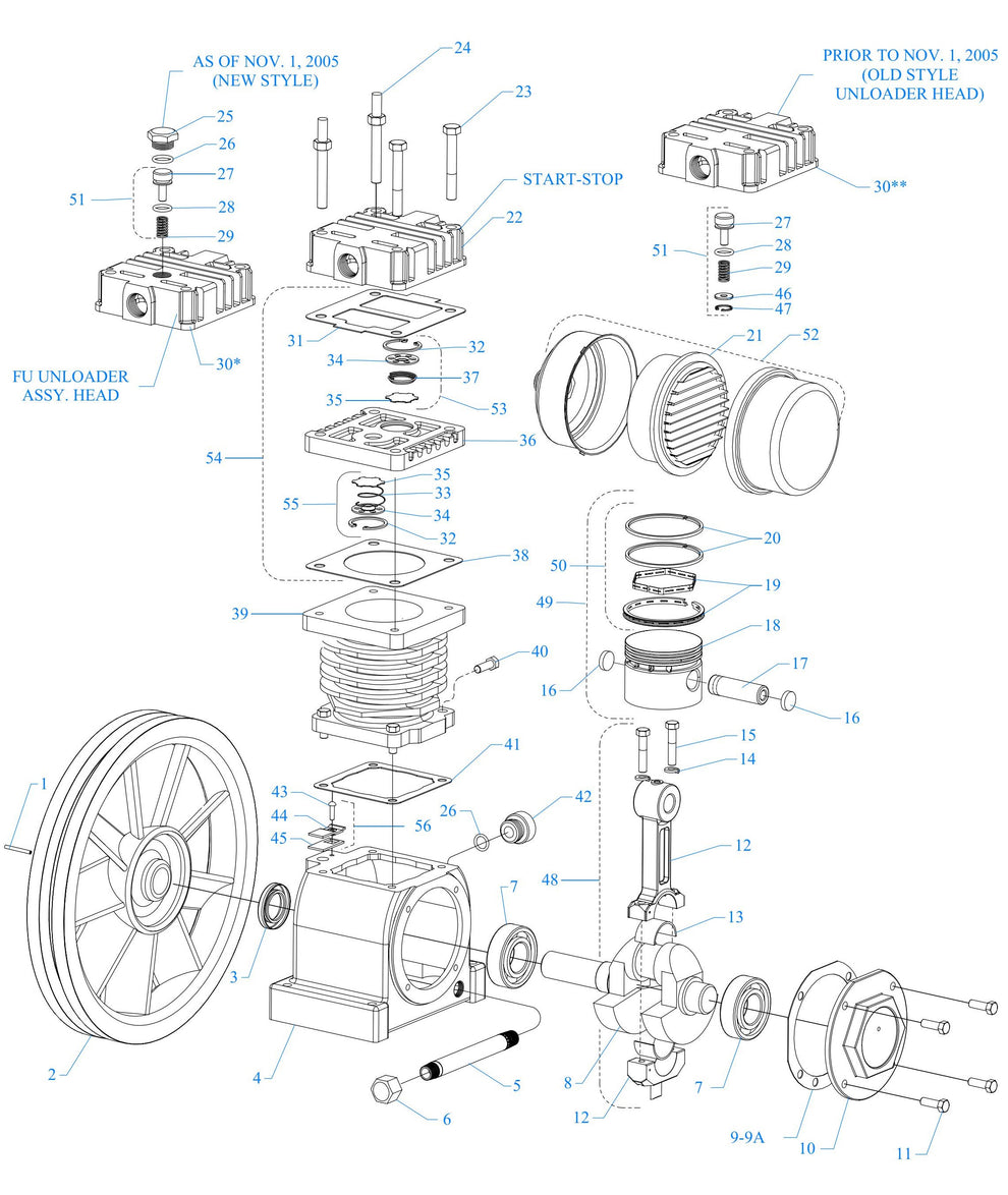 F1S-BS-ACGF One Cylinder Single Stage/ Pump Assembly Parts