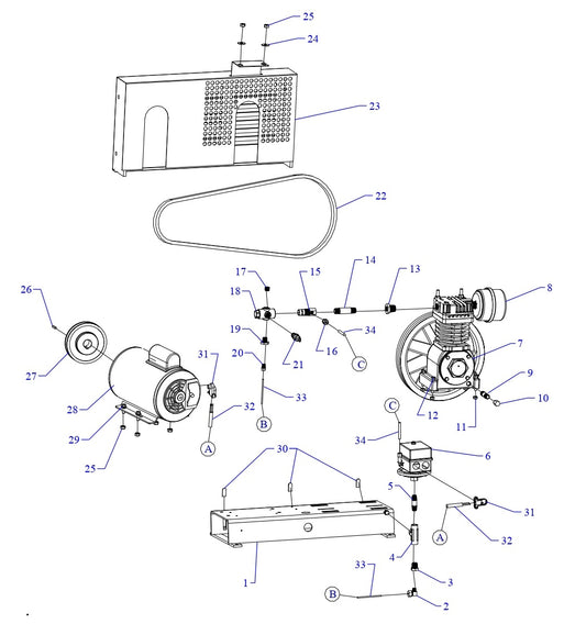 F1S-BS-ACGF Single Phase Air Compressor Assembly Parts By Jenny 